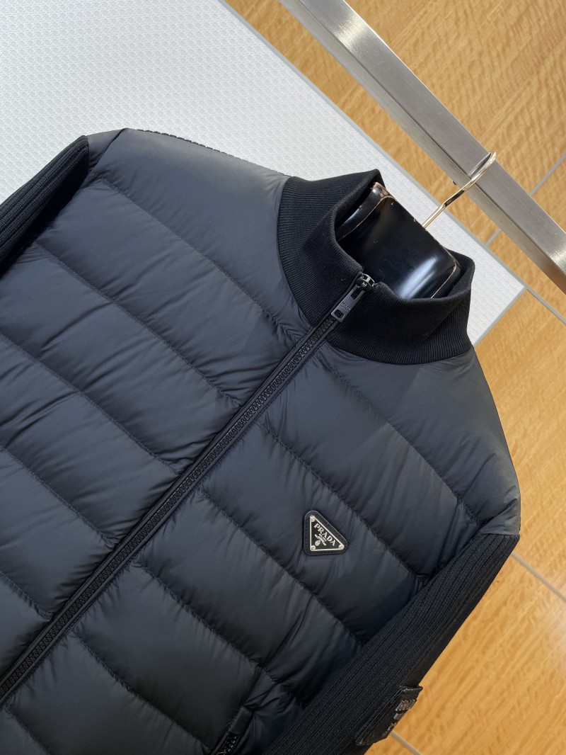 Prada Sleeve Logo Knit Panel Stand Collar Down Jacket 2