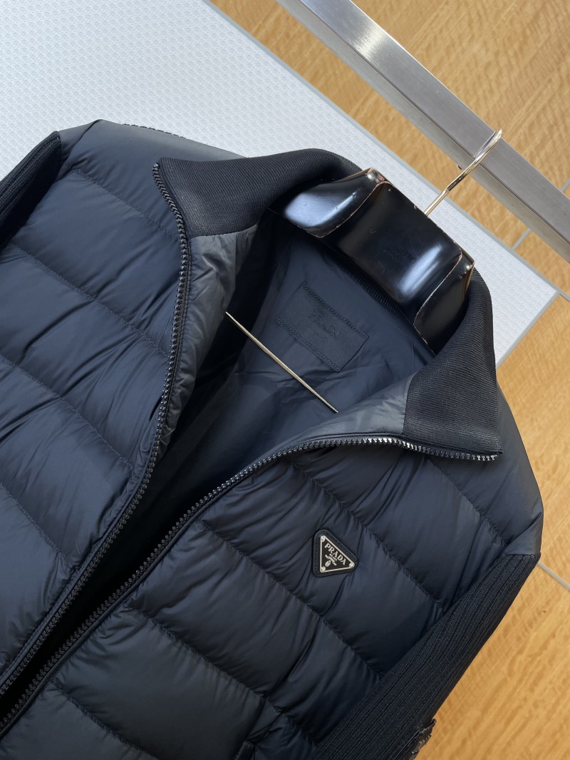 Prada Sleeve Logo Knit Panel Stand Collar Down Jacket 4