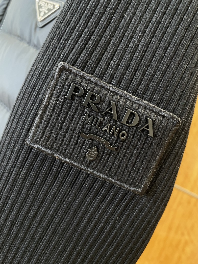 Prada Sleeve Logo Knit Panel Stand Collar Down Jacket 5