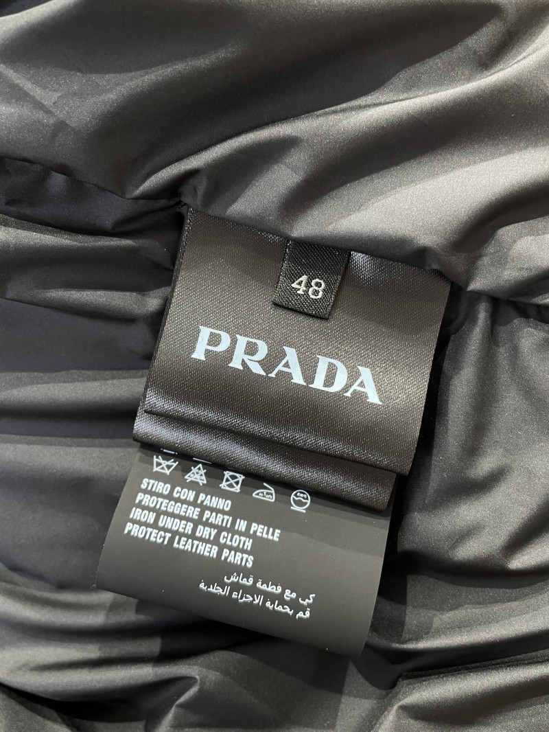 Prada Sleeve Logo Knit Panel Stand Collar Down Jacket 8