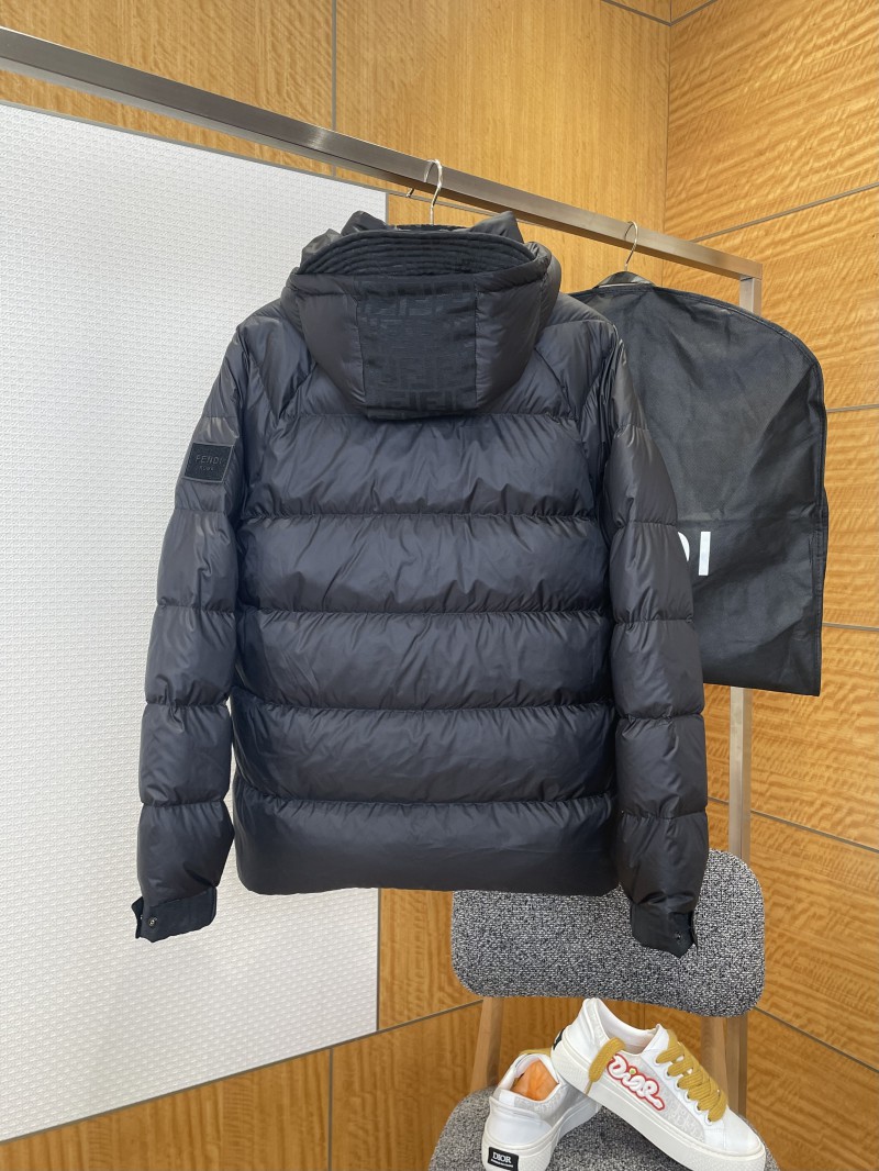 FENDI Sleeve Logo Patch Hooded Down Jacket 1