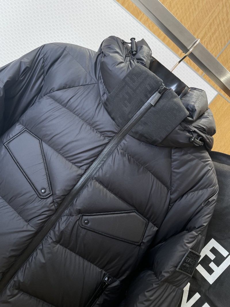 FENDI Sleeve Logo Patch Hooded Down Jacket 2