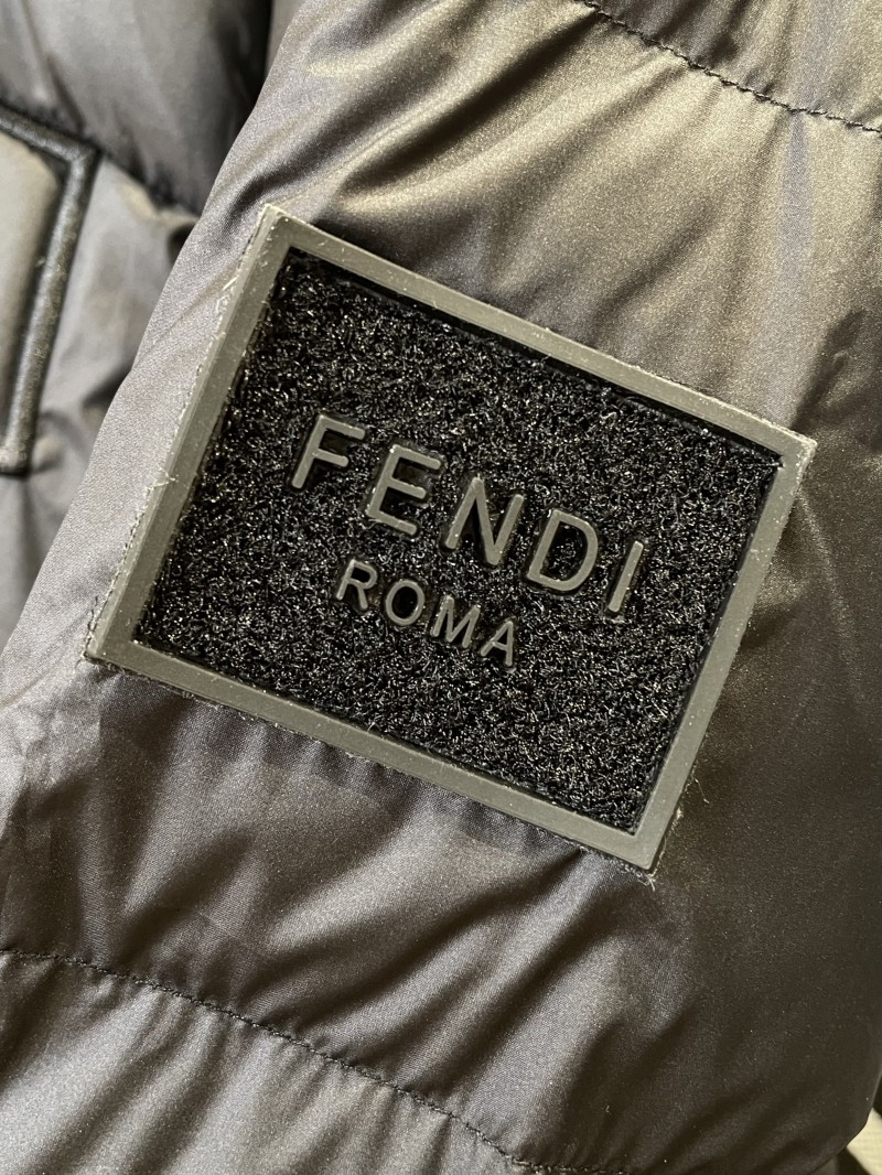 FENDI Sleeve Logo Patch Hooded Down Jacket 5
