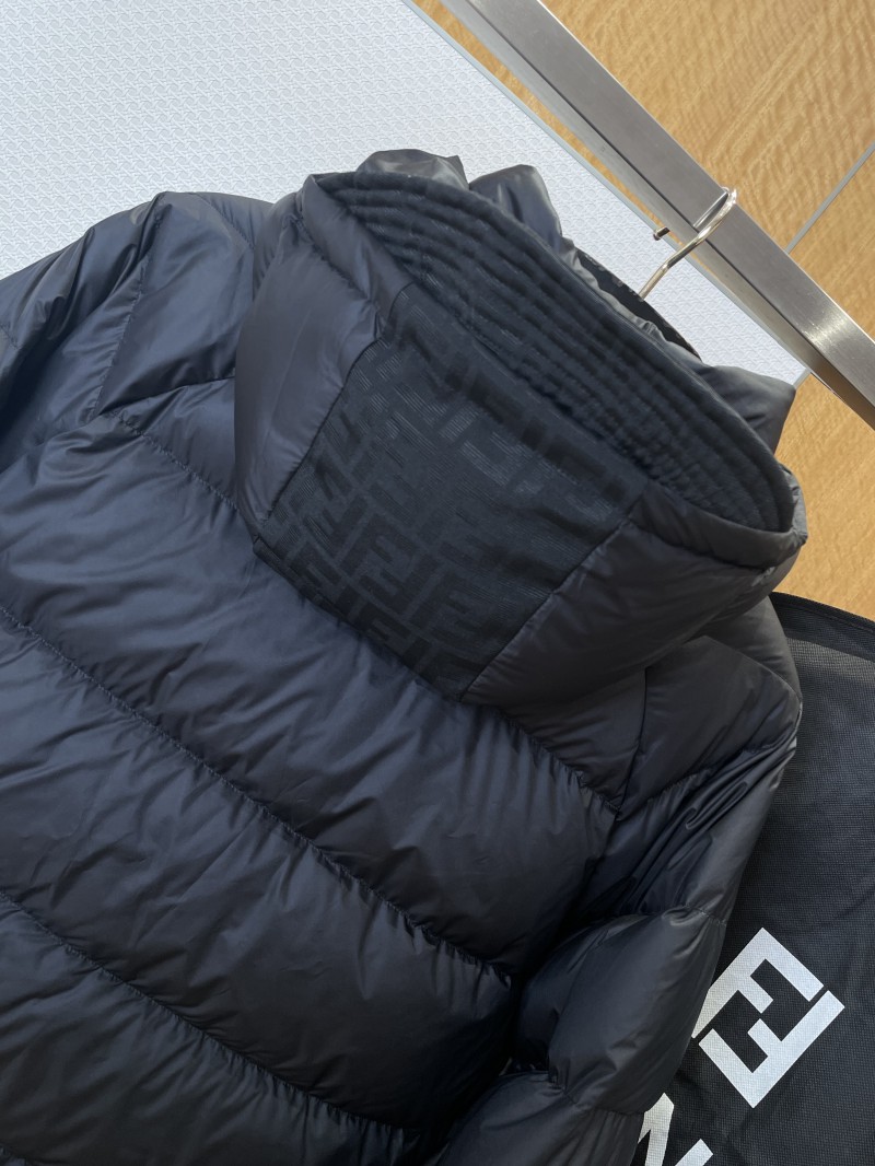 FENDI Sleeve Logo Patch Hooded Down Jacket 6