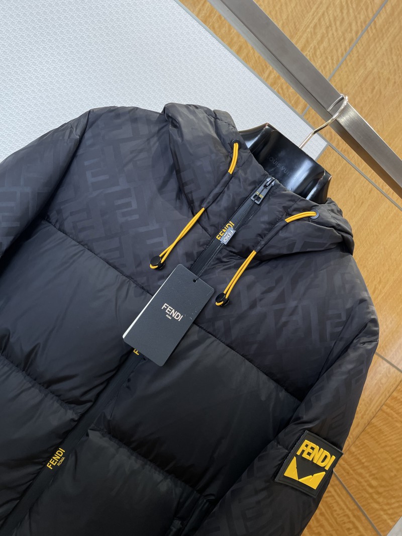 Fendi Letter Patch Jacquard Hooded Down Jacket 2