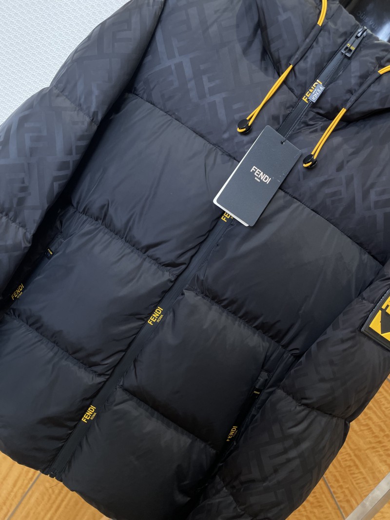 Fendi Letter Patch Jacquard Hooded Down Jacket 3