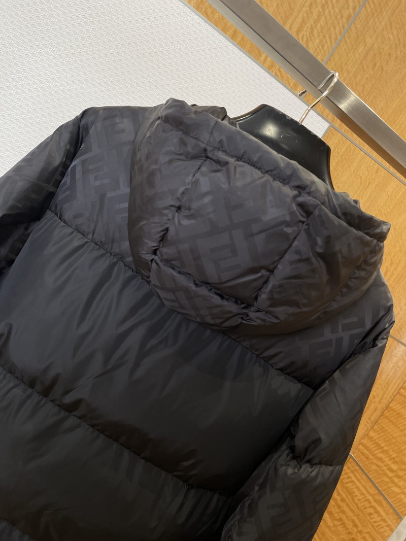 Fendi Letter Patch Jacquard Hooded Down Jacket 5