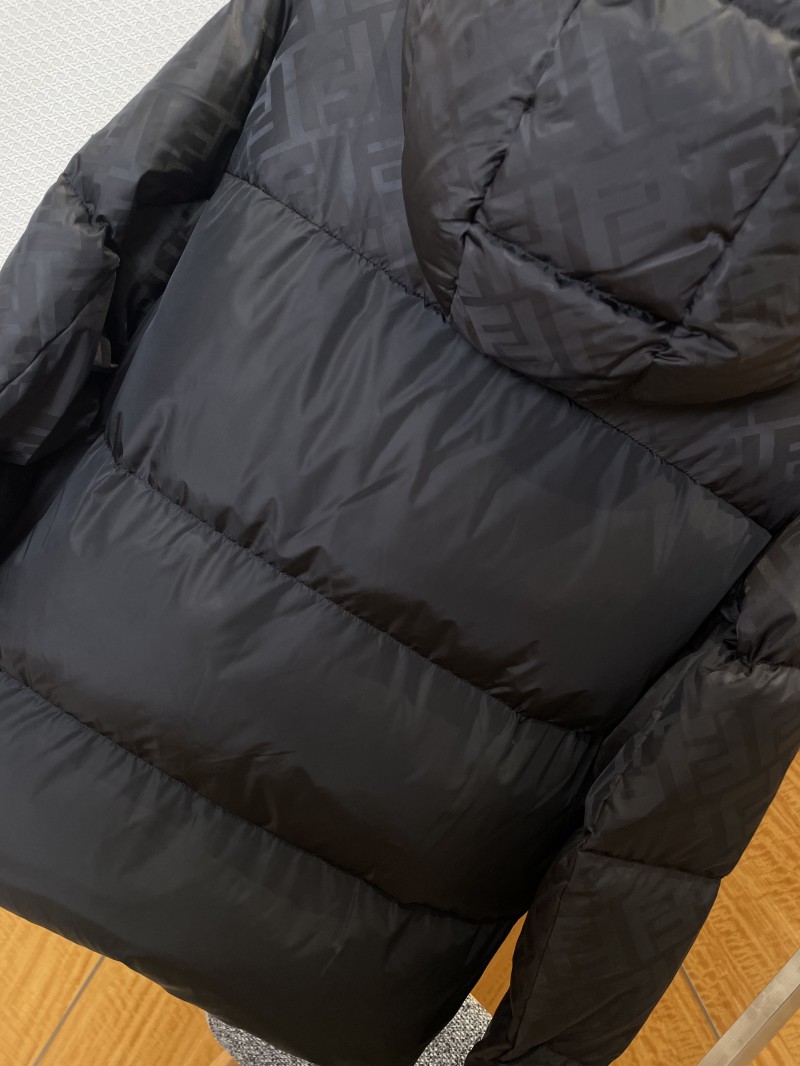 Fendi Letter Patch Jacquard Hooded Down Jacket 6