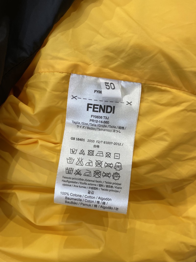 Fendi Letter Patch Jacquard Hooded Down Jacket 8