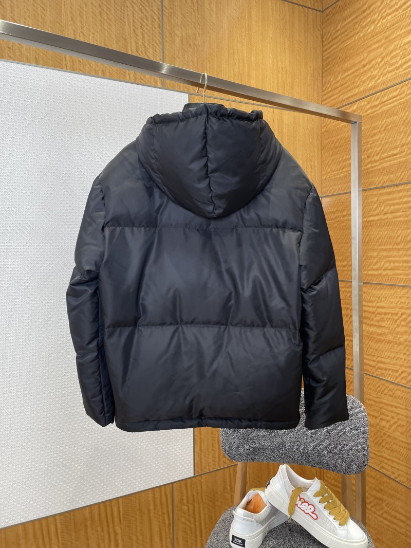 Prada Enameled Triangle Logo Drawstring Hooded Quilted Down Jacket 1