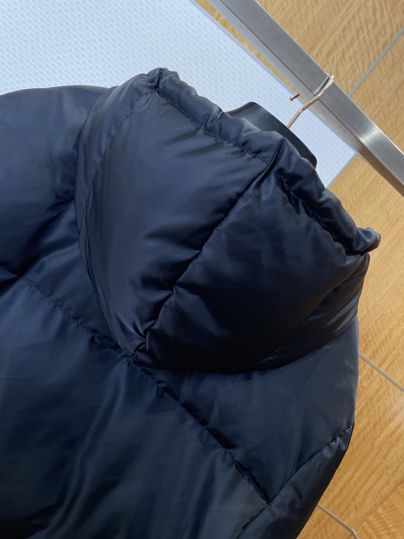 Prada Enameled Triangle Logo Drawstring Hooded Quilted Down Jacket 4