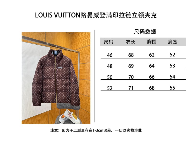 LV All-Over Print Zipper Stand Collar Down Jacket 9