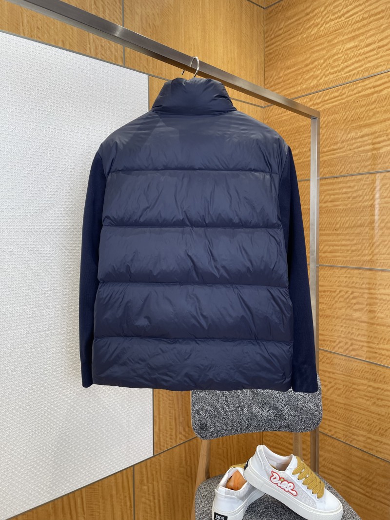Gucci Logo Embroidered Striped Patchwork Down Jacket 1 1