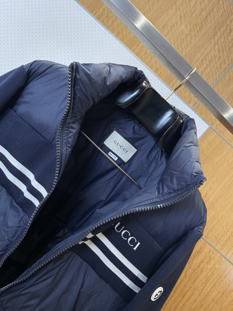 Gucci Logo Embroidered Striped Patchwork Down Jacket 1 5