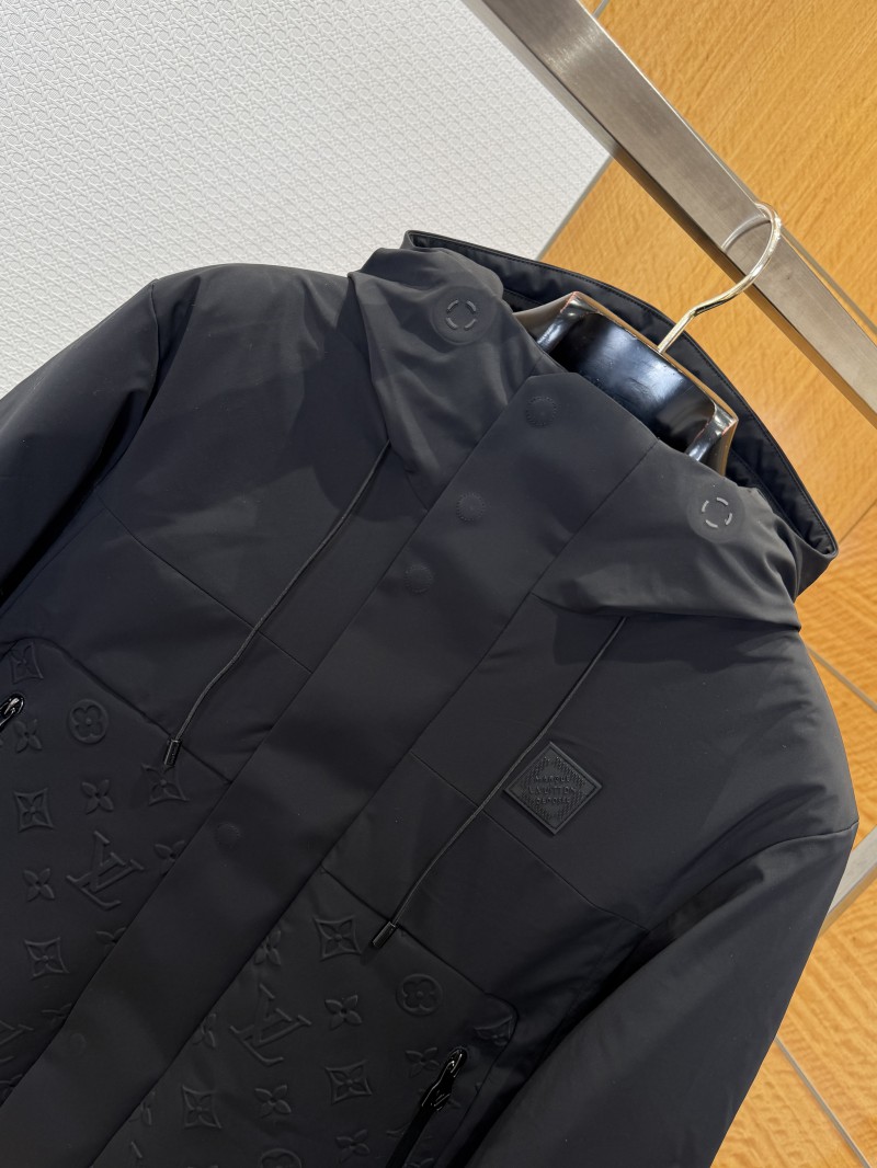 LV Solid Color Hooded Embossed Down Jacket 1 2