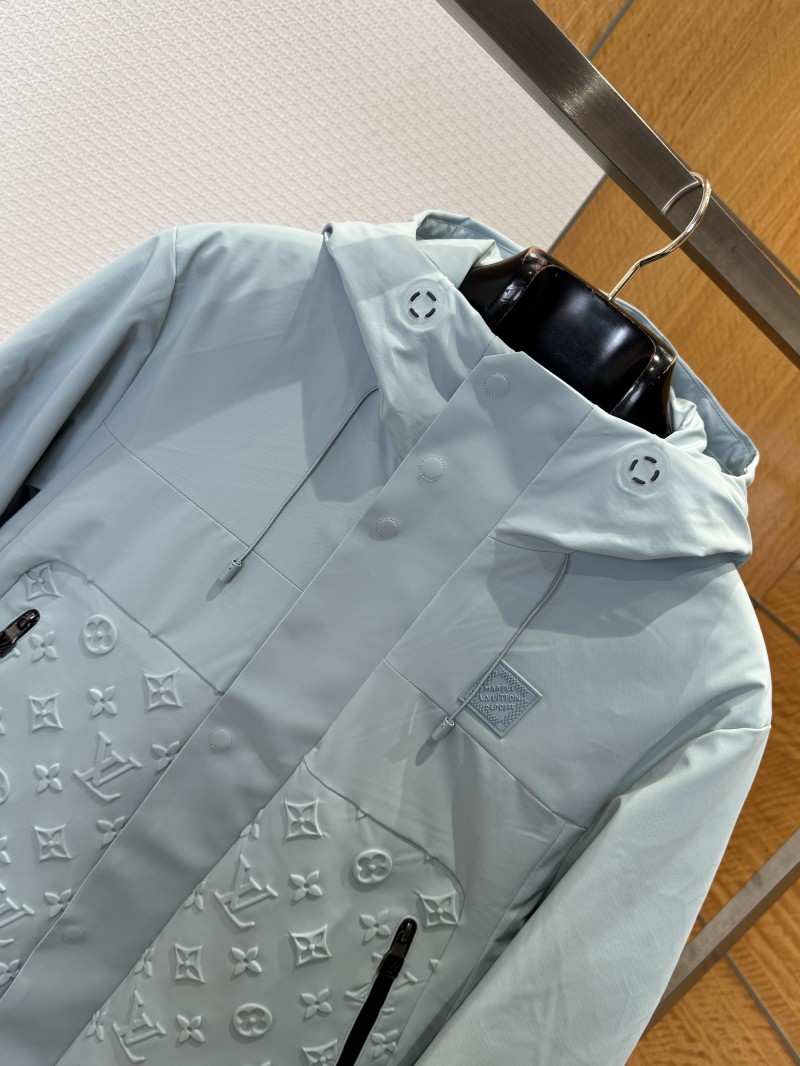 LV Solid Color Hooded Embossed Down Jacket 2 2