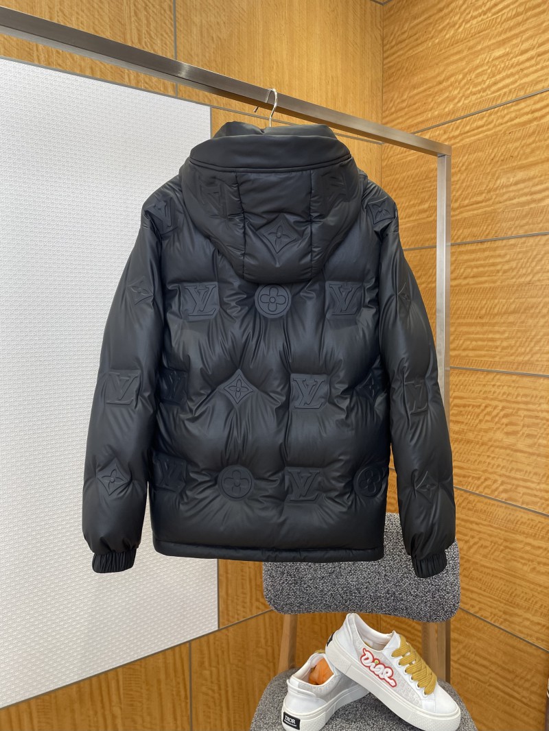 LV Embossed Print Hooded Down Jacket 1 1