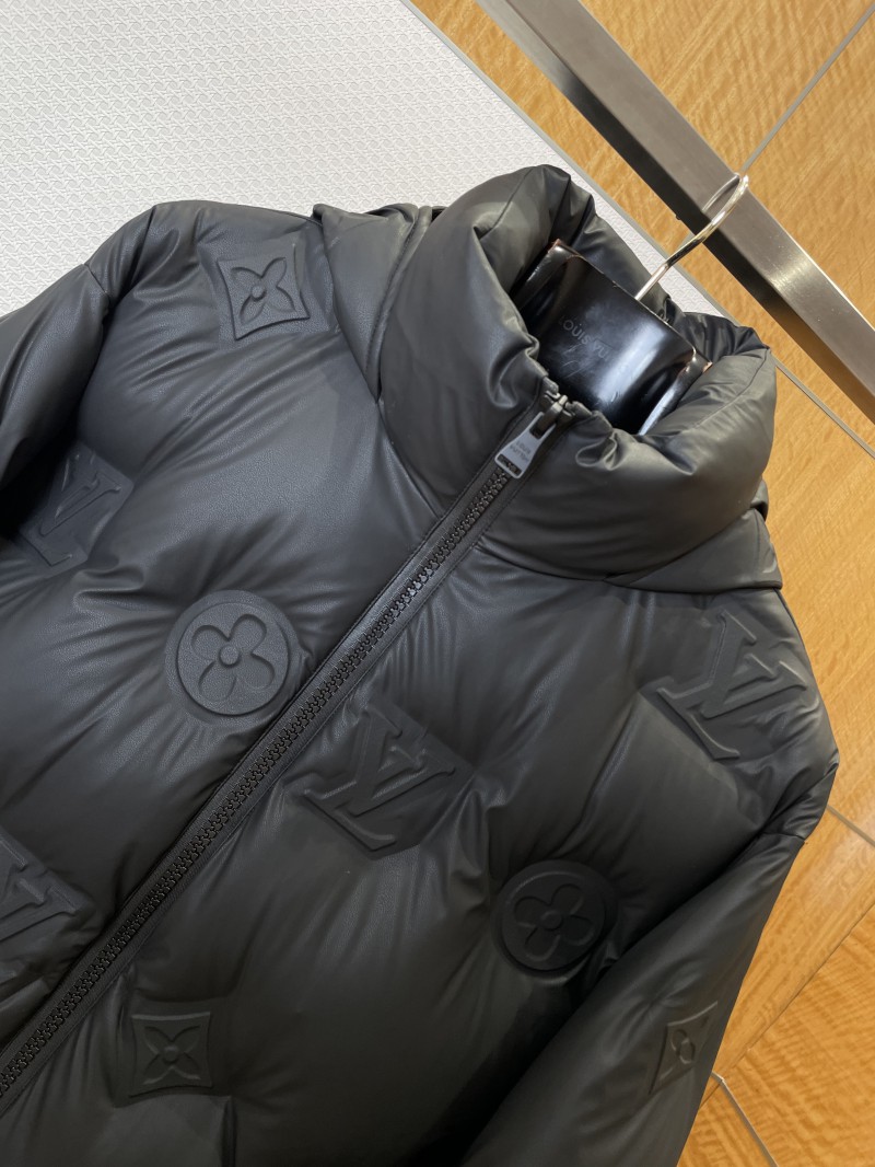 LV Embossed Print Hooded Down Jacket 1 2