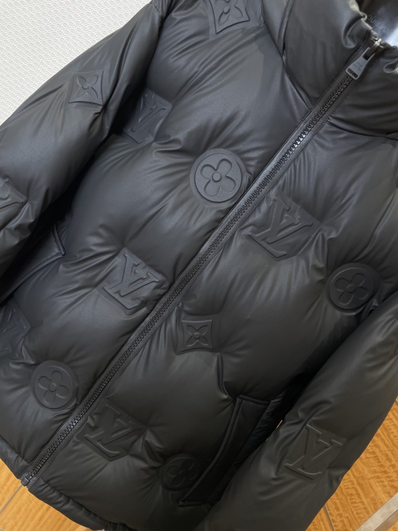 LV Embossed Print Hooded Down Jacket 1 3