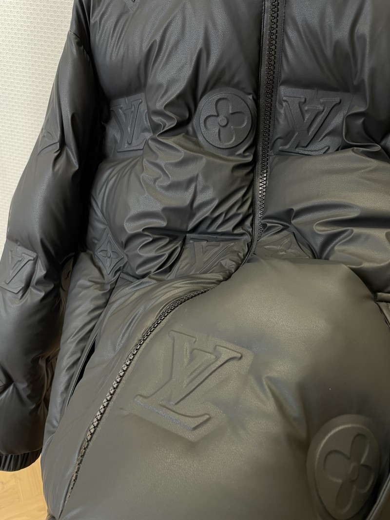 LV Embossed Print Hooded Down Jacket 1 4