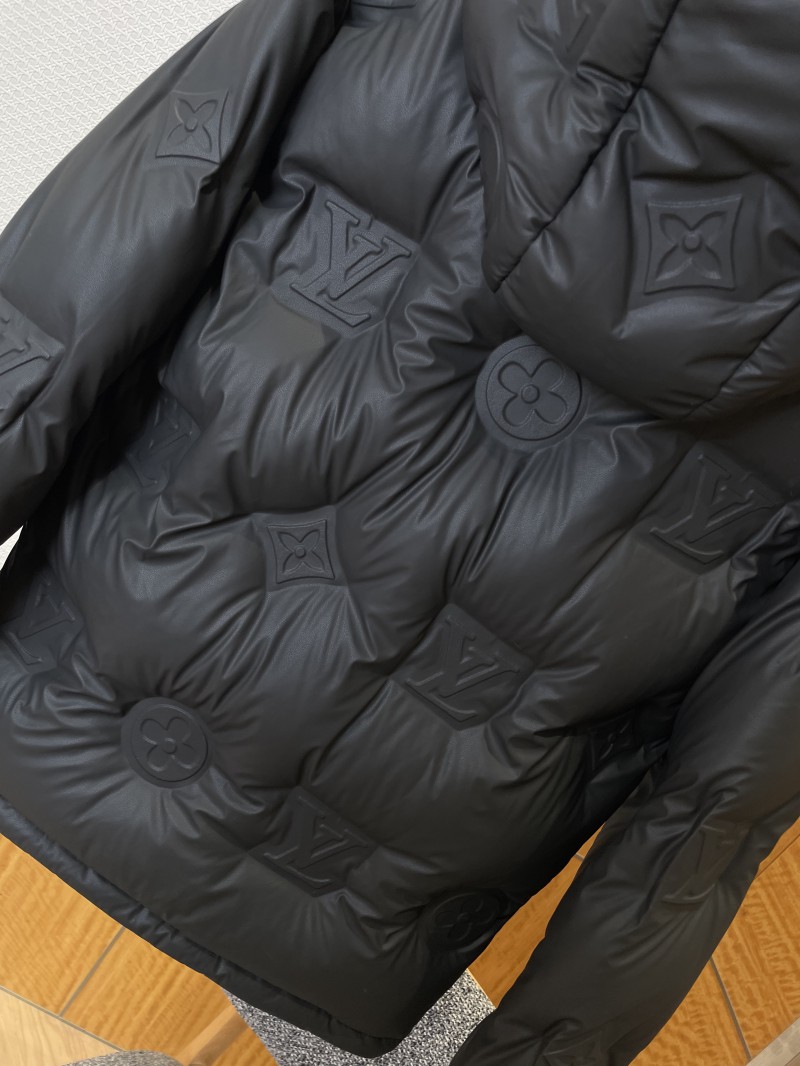 LV Embossed Print Hooded Down Jacket 1 6