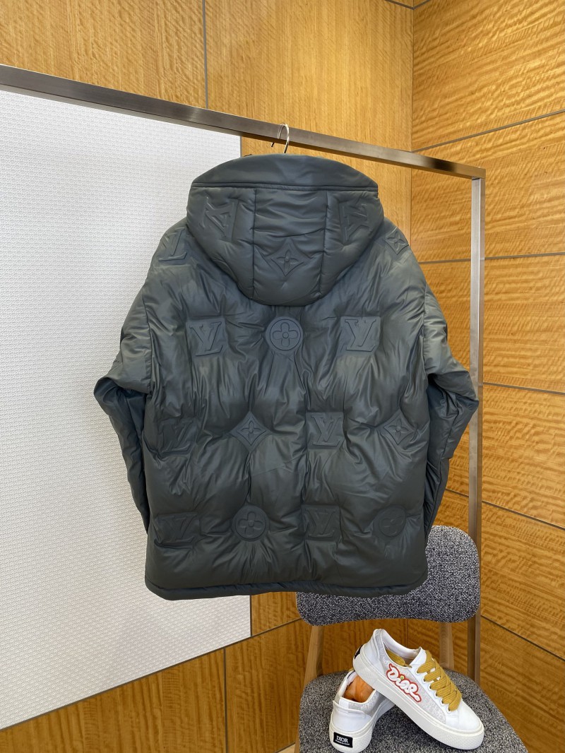 LV Embossed Print Hooded Down Jacket 2 1