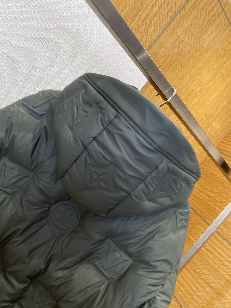 LV Embossed Print Hooded Down Jacket 2 4
