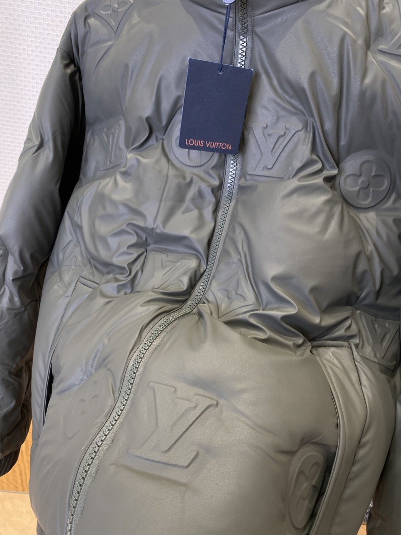 LV Embossed Print Hooded Down Jacket 2 6