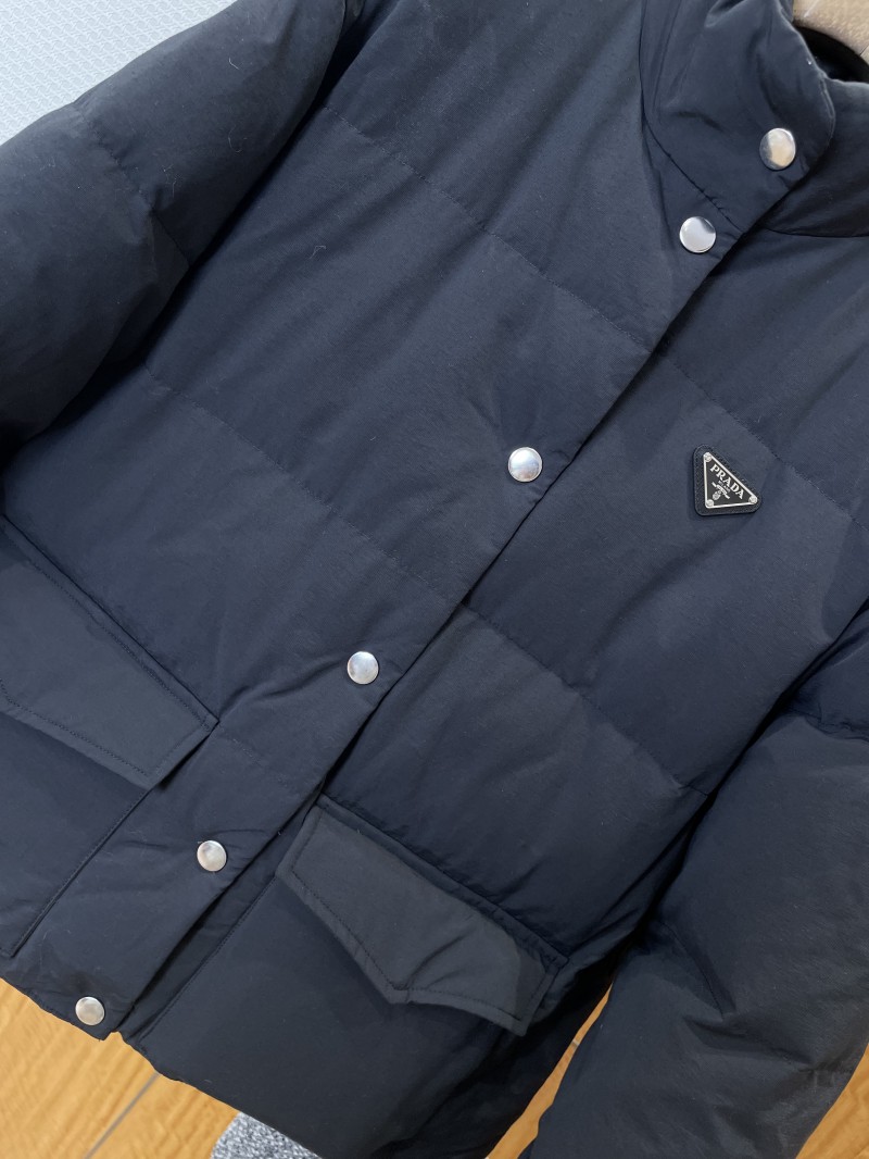 Prada Enameled Triangle Logo Stand Collar Quilted Down Jacket 2