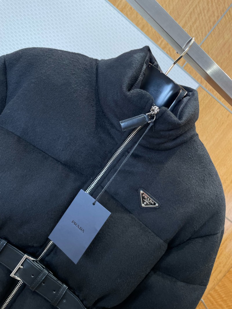 Prada Waist-Defining Belted Stand-Up Collar Down Jacket 1 2