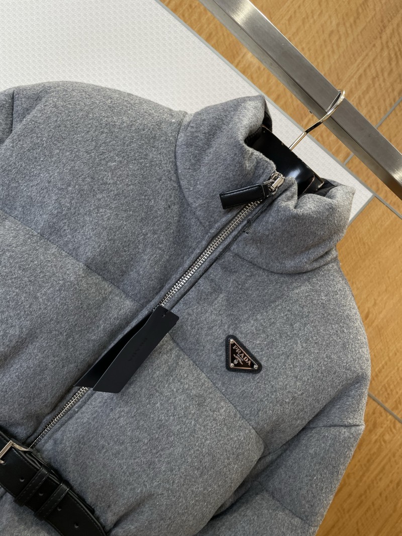 Prada Waist-Defining Belted Stand-Up Collar Down Jacket 2 2