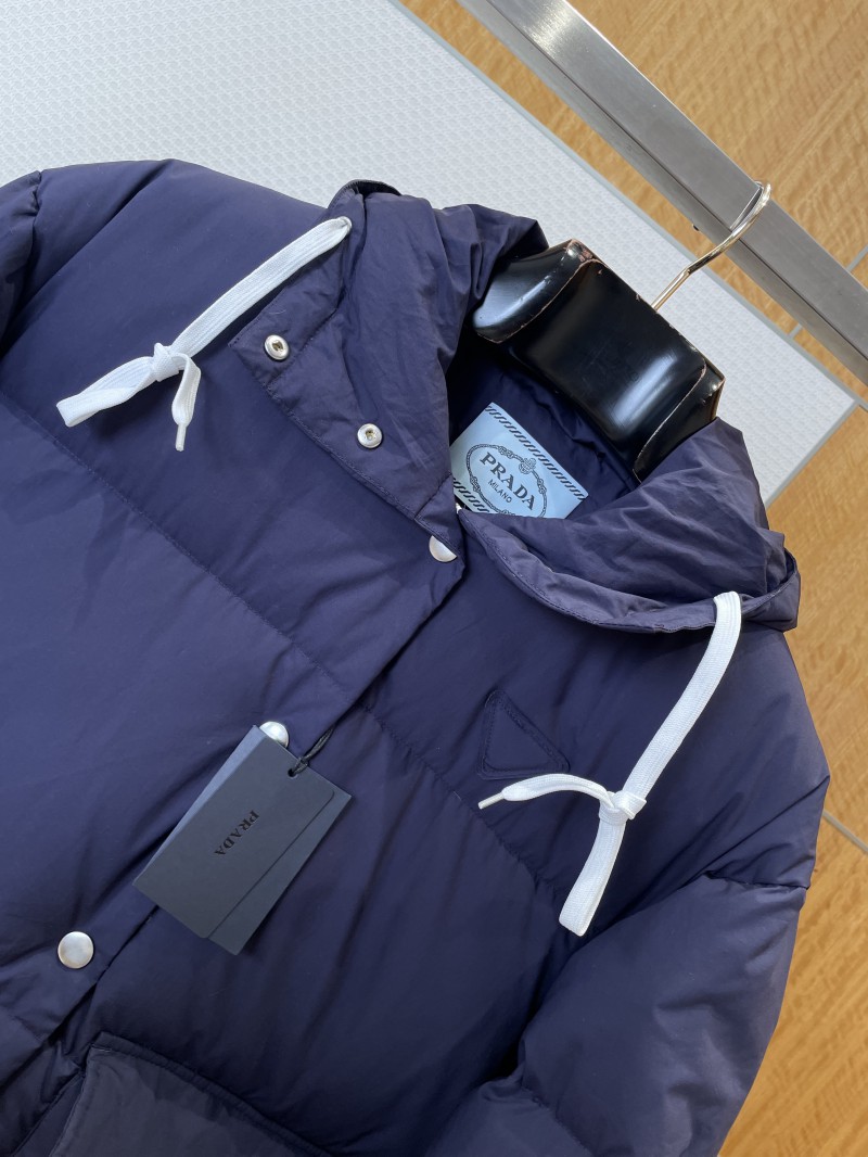 Prada Hooded Mid-Length Quilted Down Jacket 1 2