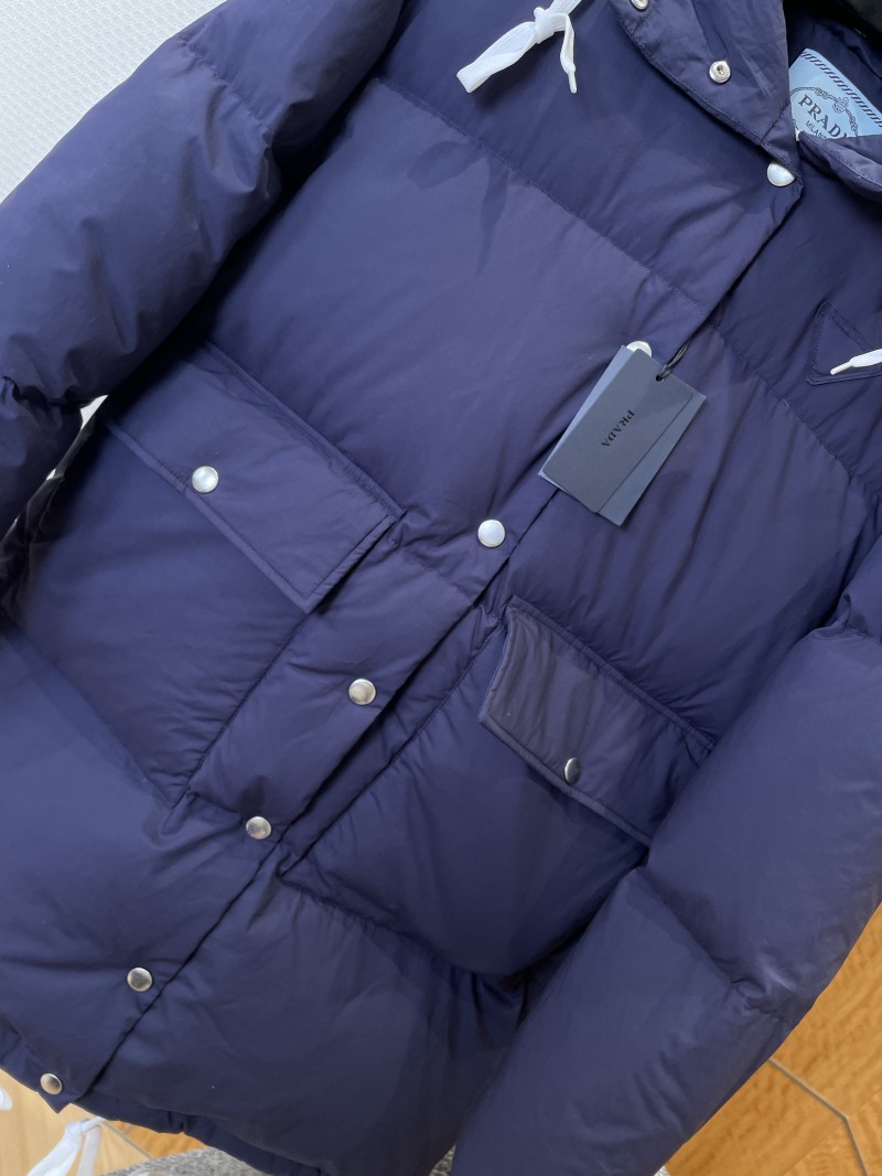 Prada Hooded Mid-Length Quilted Down Jacket 1 3