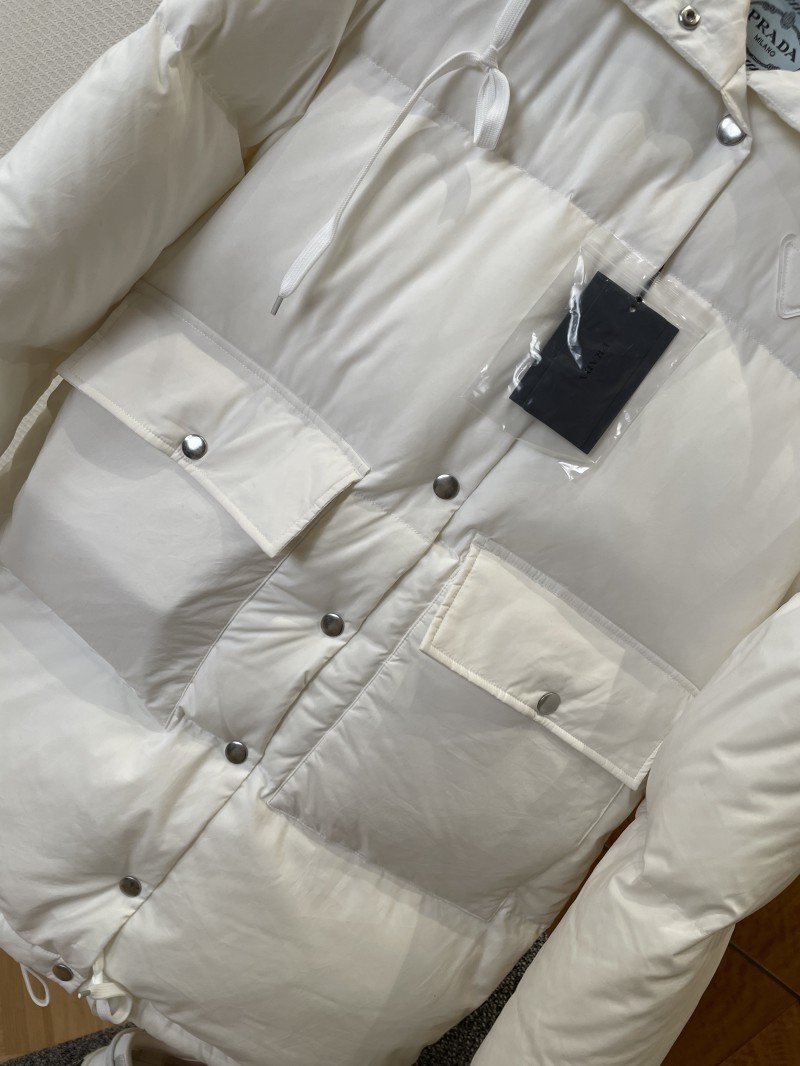 Prada Hooded Mid-Length Quilted Down Jacket 2 3