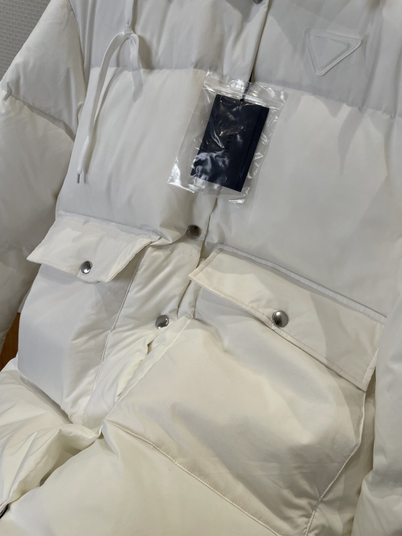 Prada Hooded Mid-Length Quilted Down Jacket 2 4
