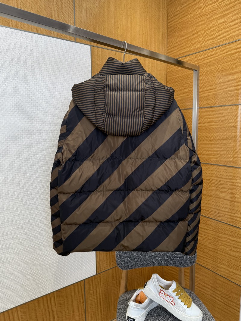 Fendi Striped Reversible All-Over Print Hooded Down Jacket 1 1