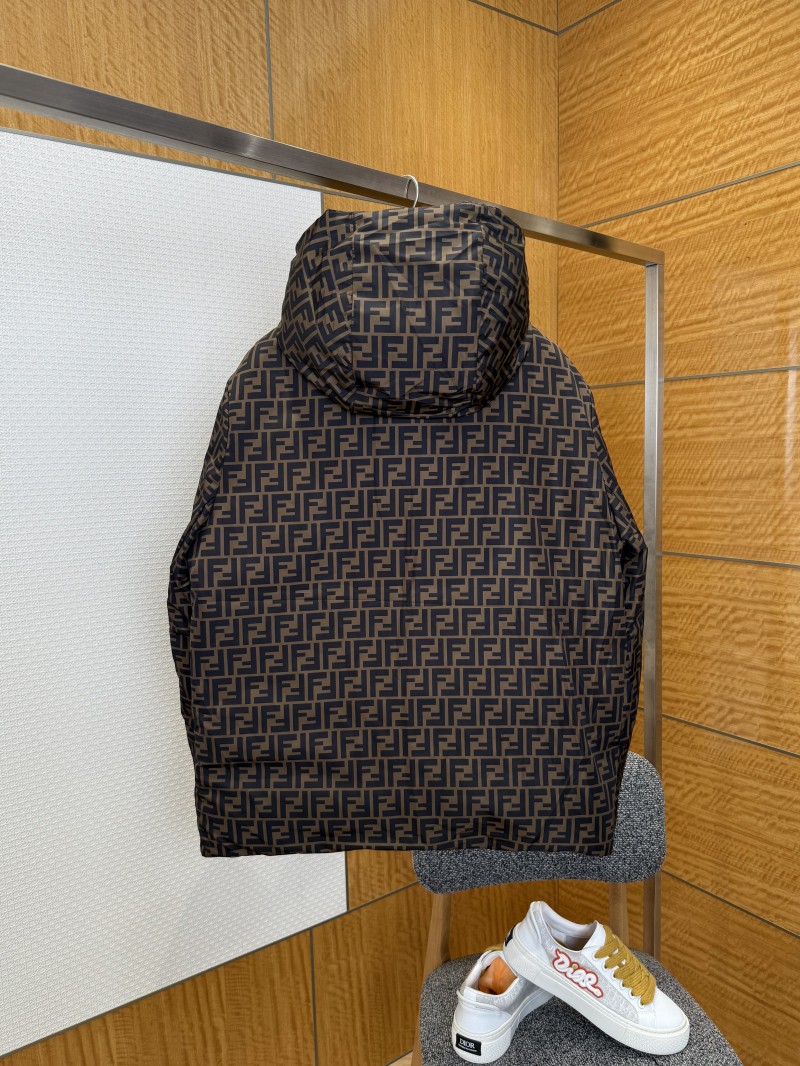 Fendi Striped Reversible All-Over Print Hooded Down Jacket 1 3
