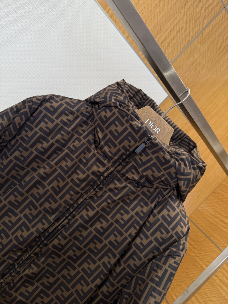 Fendi Striped Reversible All-Over Print Hooded Down Jacket 1 6