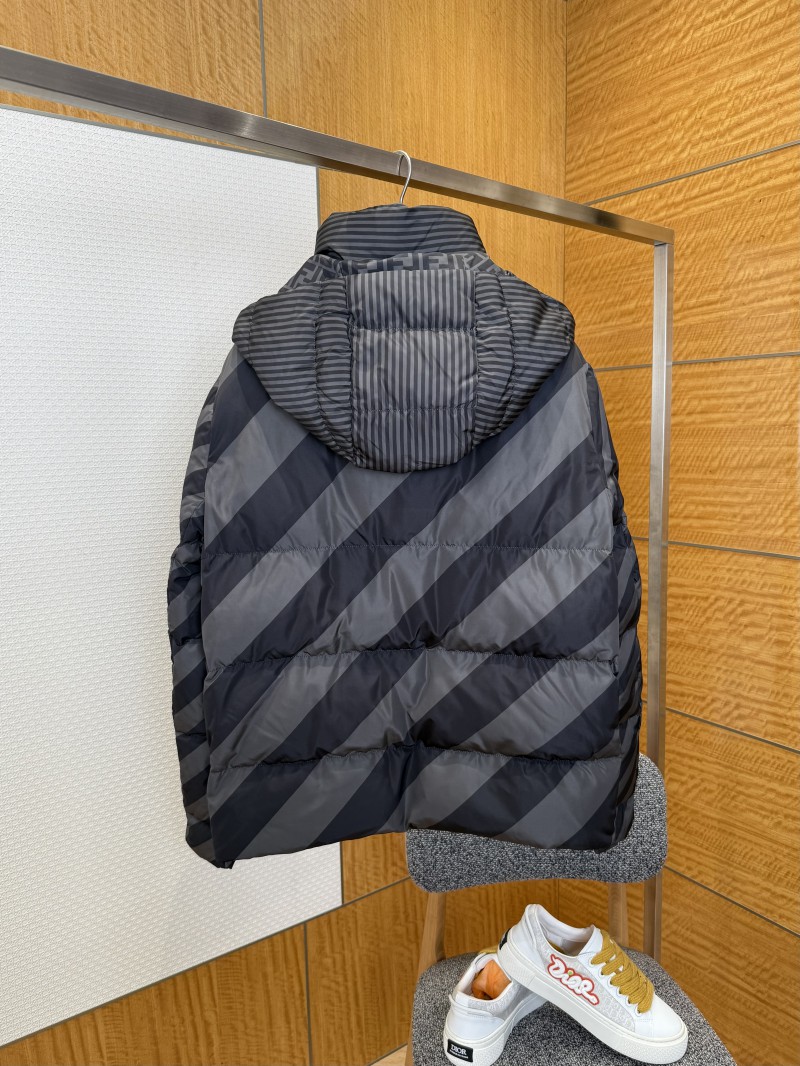 Fendi Striped Reversible All-Over Print Hooded Down Jacket 2 1