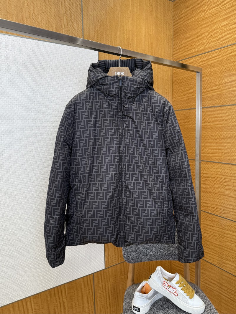 Fendi Striped Reversible All-Over Print Hooded Down Jacket 2 2