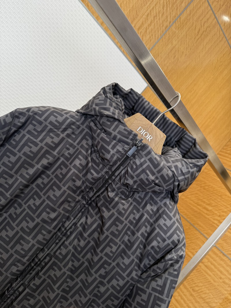Fendi Striped Reversible All-Over Print Hooded Down Jacket 2 6