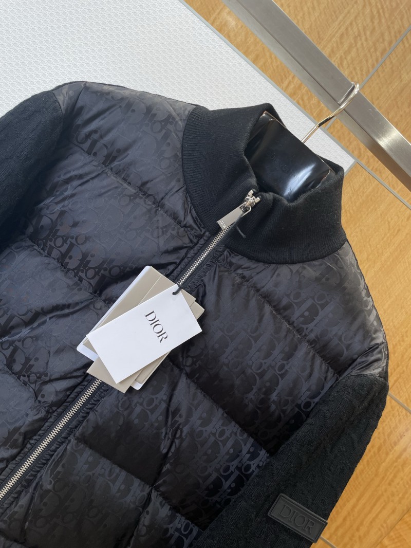 Dior All-Over Jacquard Patchwork Baseball Collar Down Jacket 1 2
