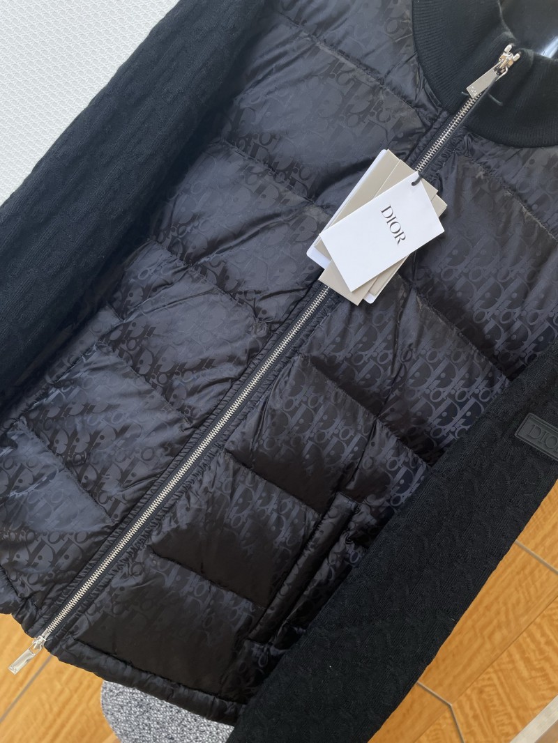 Dior All-Over Jacquard Patchwork Baseball Collar Down Jacket 1 3