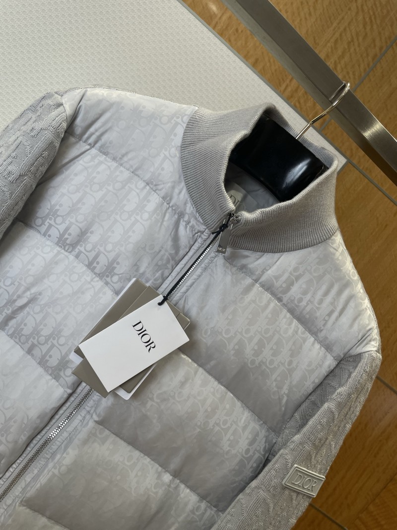 Dior All-Over Jacquard Patchwork Baseball Collar Down Jacket 2 2