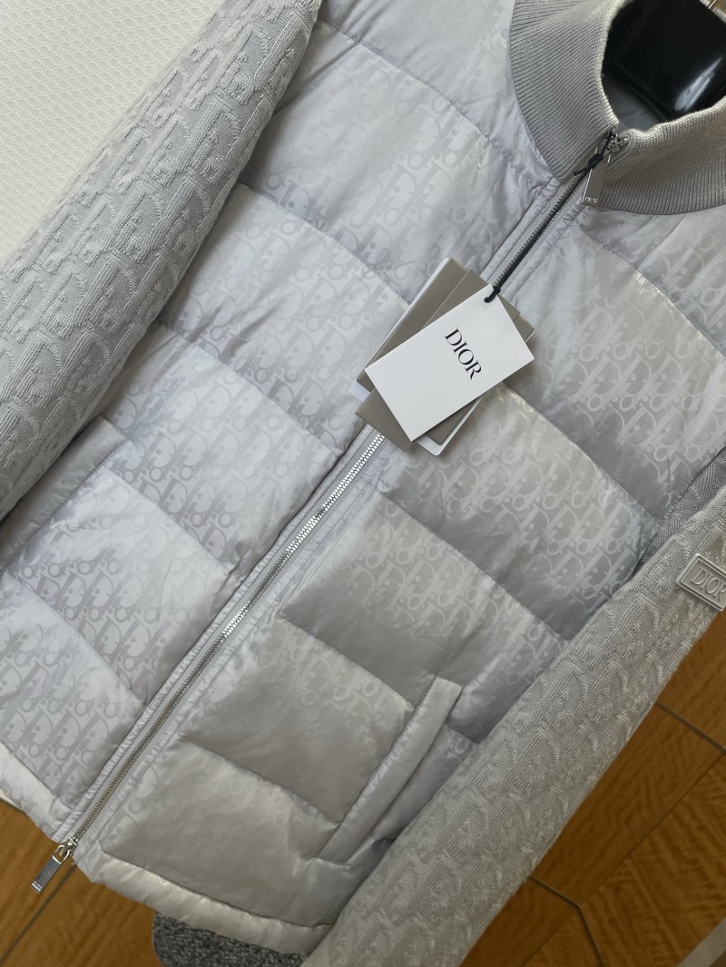 Dior All-Over Jacquard Patchwork Baseball Collar Down Jacket 2 3
