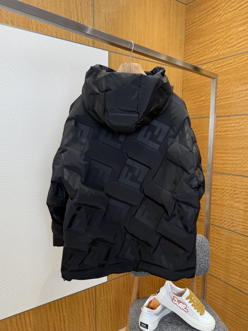Fendi Embossed Logo Hooded Down Jacket 1