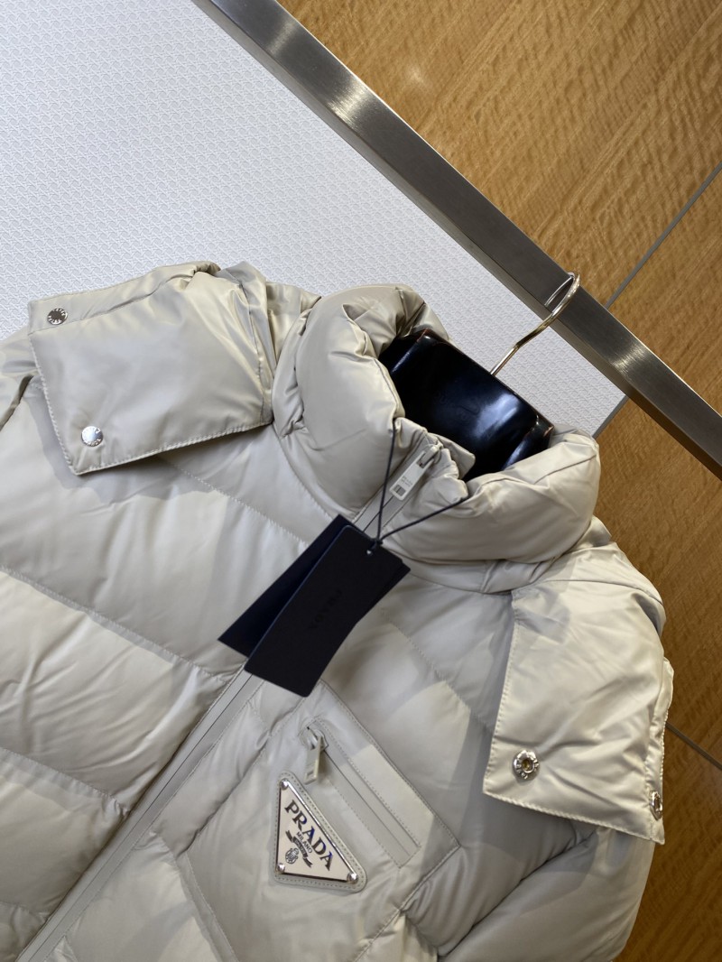 Prada Enameled Triangle Logo Hooded Glossy Down Jacket 1 2