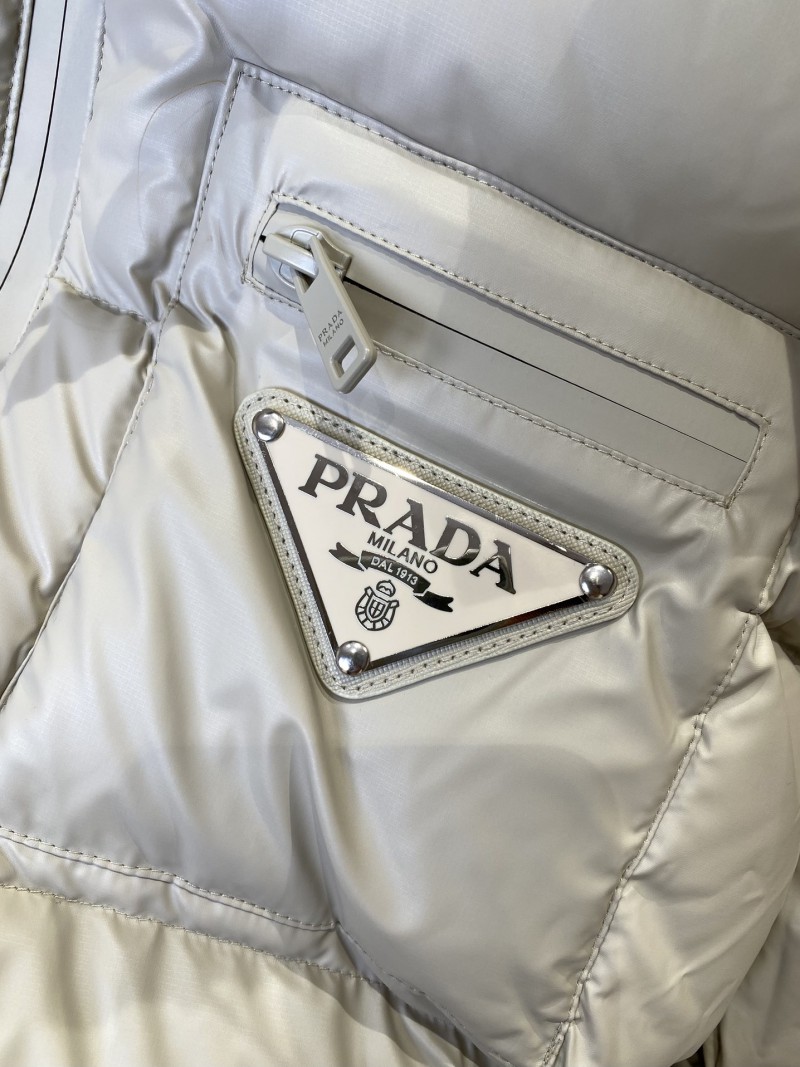 Prada Enameled Triangle Logo Hooded Glossy Down Jacket 1 7