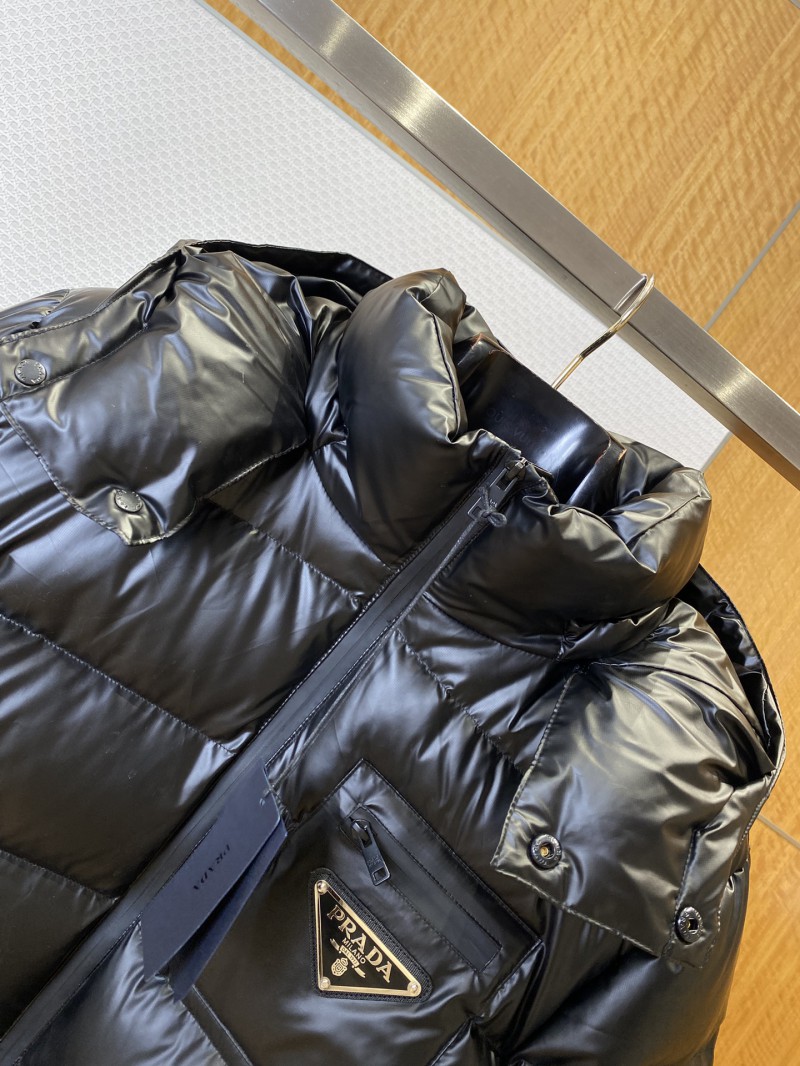Prada Enameled Triangle Logo Hooded Glossy Down Jacket 2 2