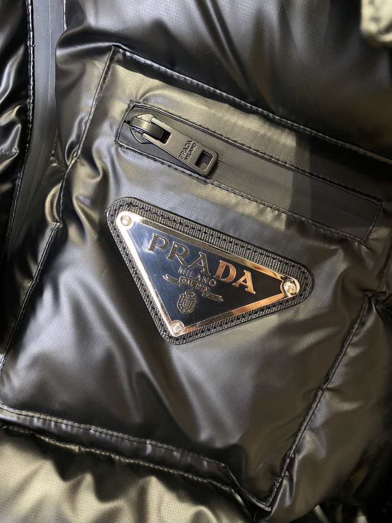 Prada Enameled Triangle Logo Hooded Glossy Down Jacket 2 7